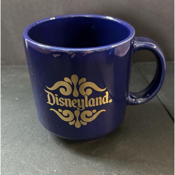 Disney Other - Vintage Disneyland Gold Logo Navy Coffee Mug - Made in Spain